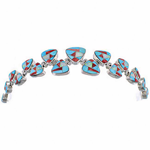 Whiterock Silver Turquoise Multicolor Link Bracelet Jewelry HS32985